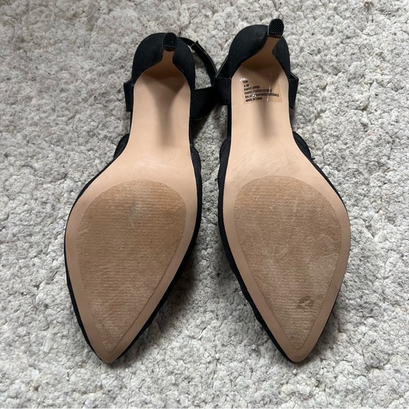 Carmen Marc Valvo Luxe Black "Teri" Mesh Sling Back Pointed Toe Pumps Size 8.5 - Picture 6 of 10